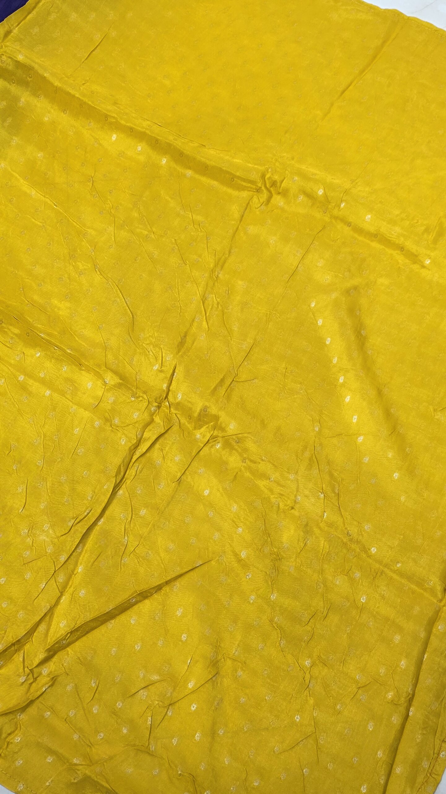 Radiant Mustard Yellow Soft Silk Saree with Gold Zari Buttas & Traditional Pallu - Image 3