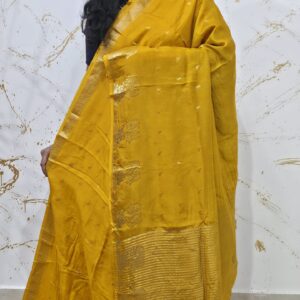 Radiant Mustard Yellow Soft Silk Saree with Gold Zari Buttas & Traditional Pallu