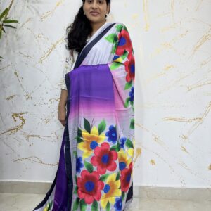 Vibrant Multicolor Floral Digital Print Soft Silk Saree