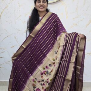 Regal Purple Tussar Silk Saree with Digital Print