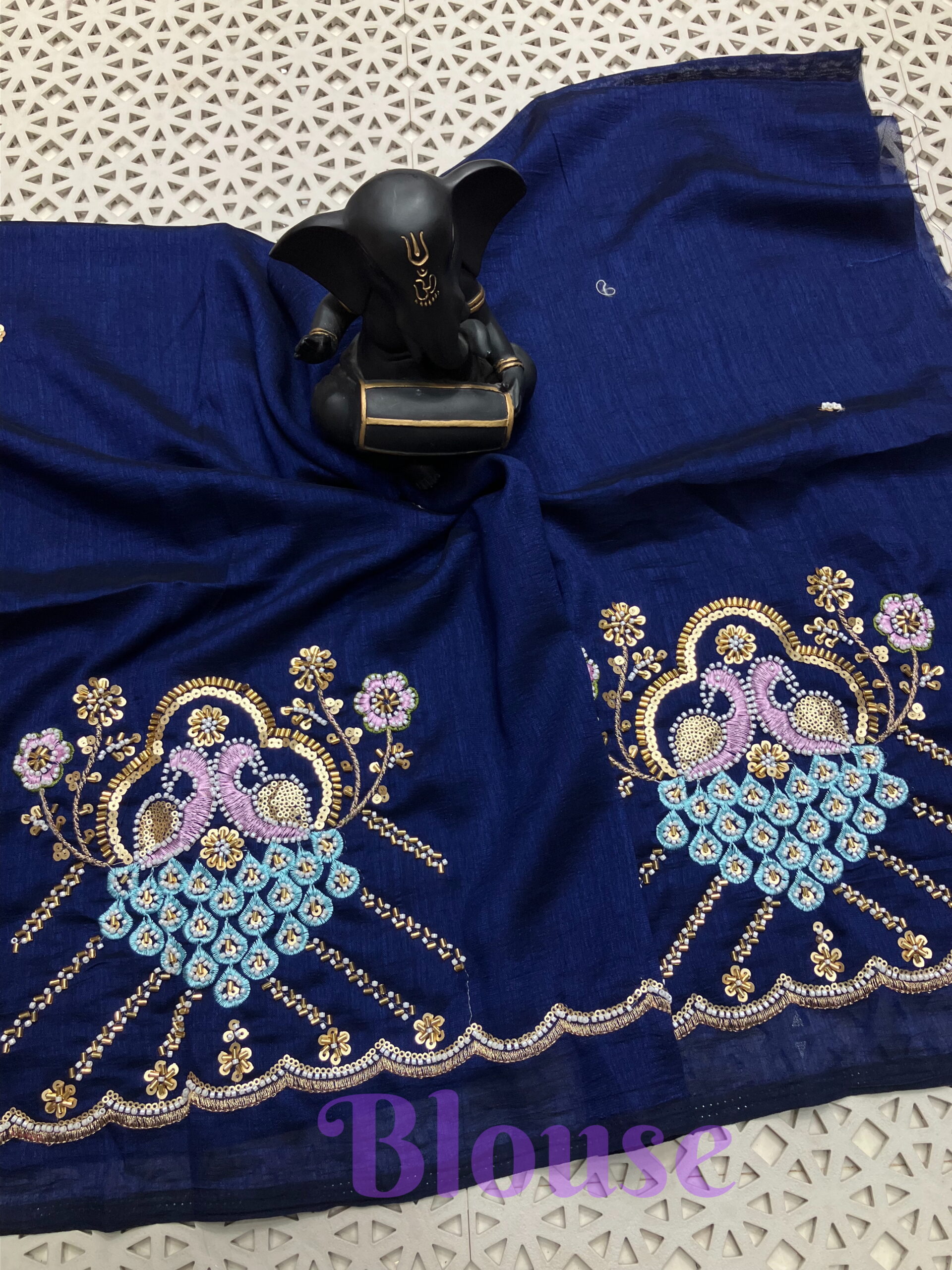 Chiffon Georgette Sarees with computer Work Blouse - Image 2