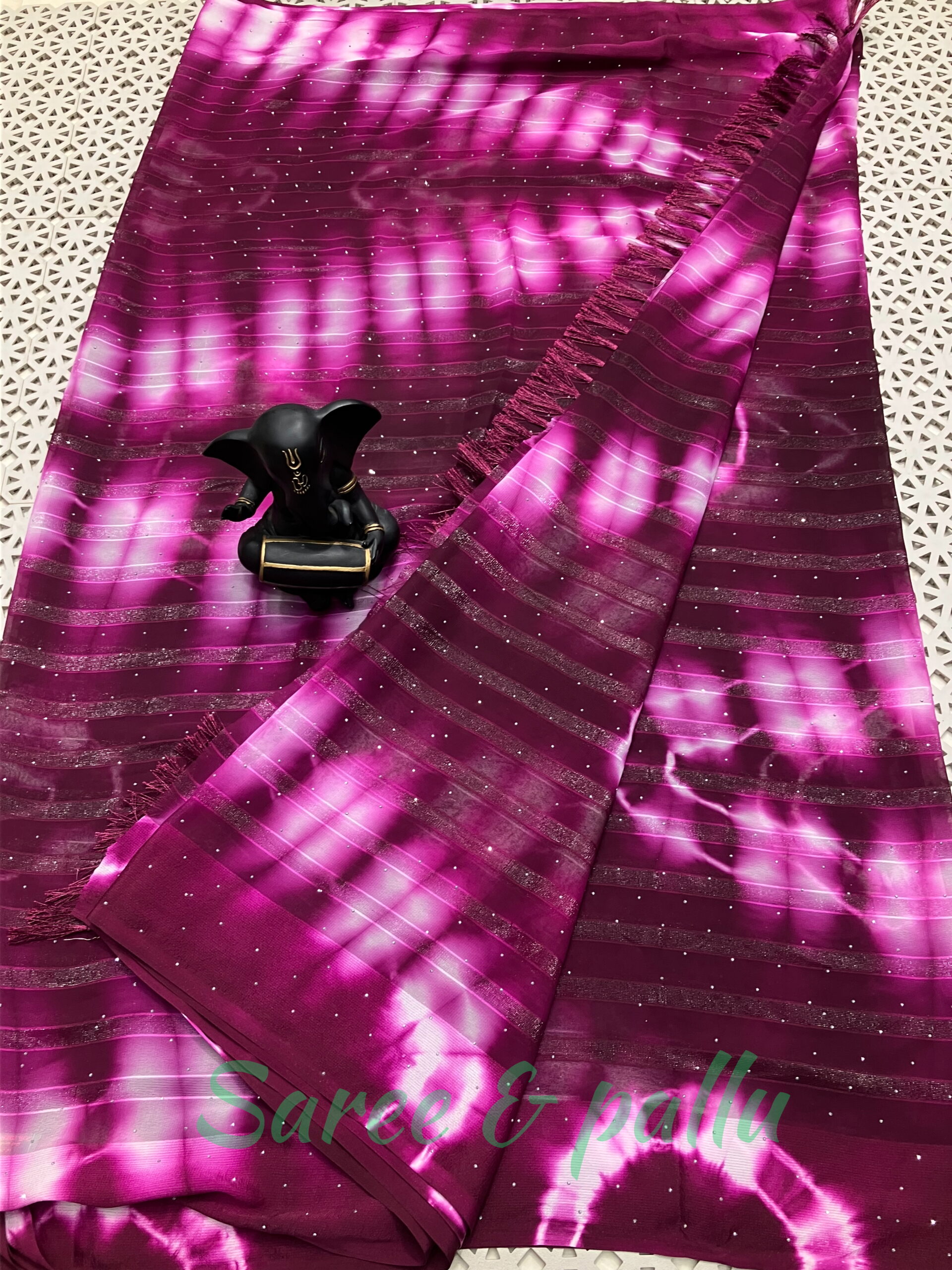 Chiffon Georgette Sarees with Computer Work Blouse