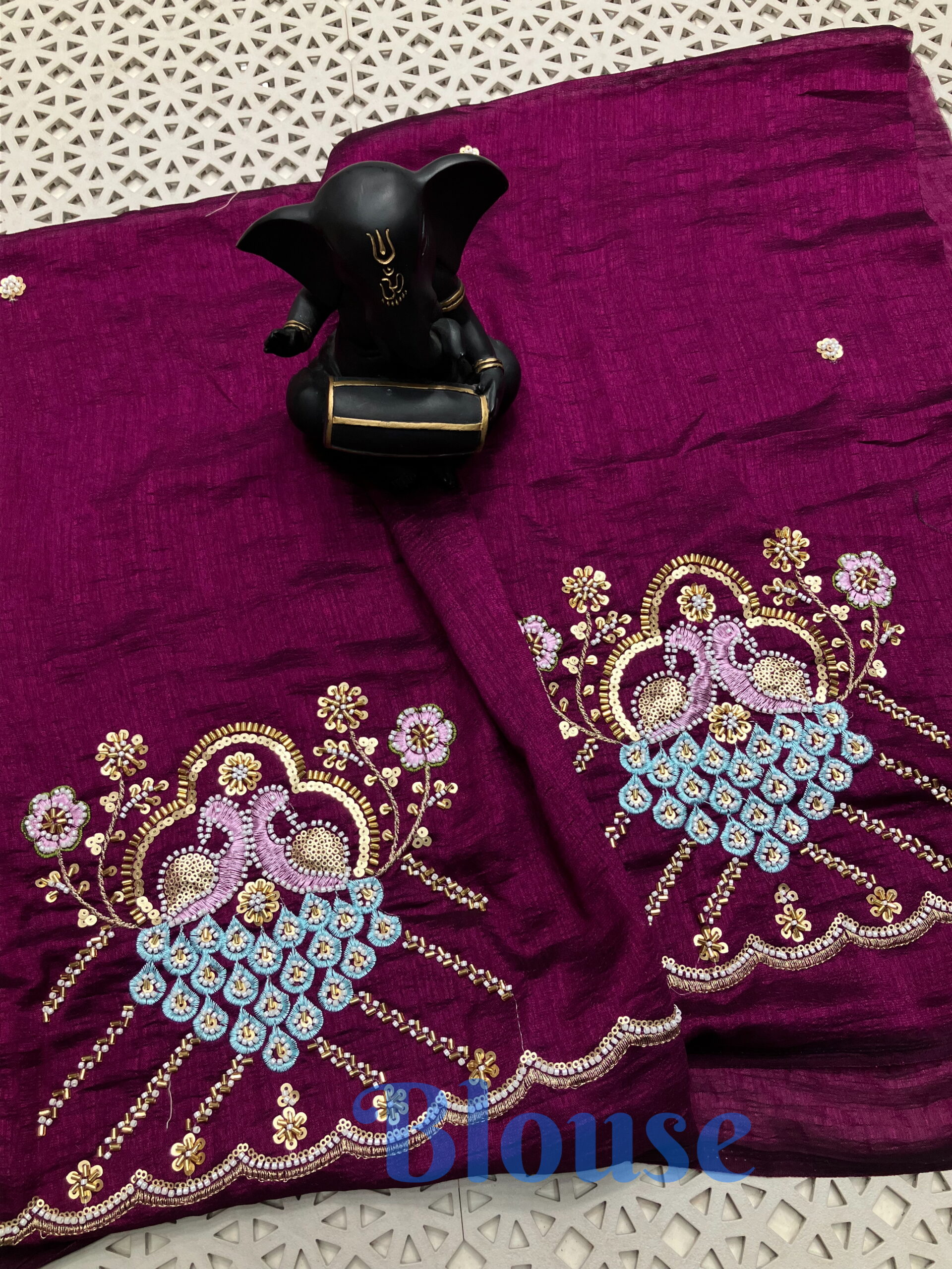 Chiffon Georgette Sarees with Computer Work Blouse - Image 2