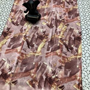 Lightweight Floral Print Soft Silk Saree – Rosewood & Golden Hues