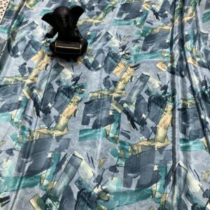 Lightweight Floral Print Soft Silk Saree – Cool Blue & Teal Tones