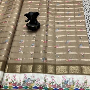 Kanchi Border Organza Saree With Pichwai Design